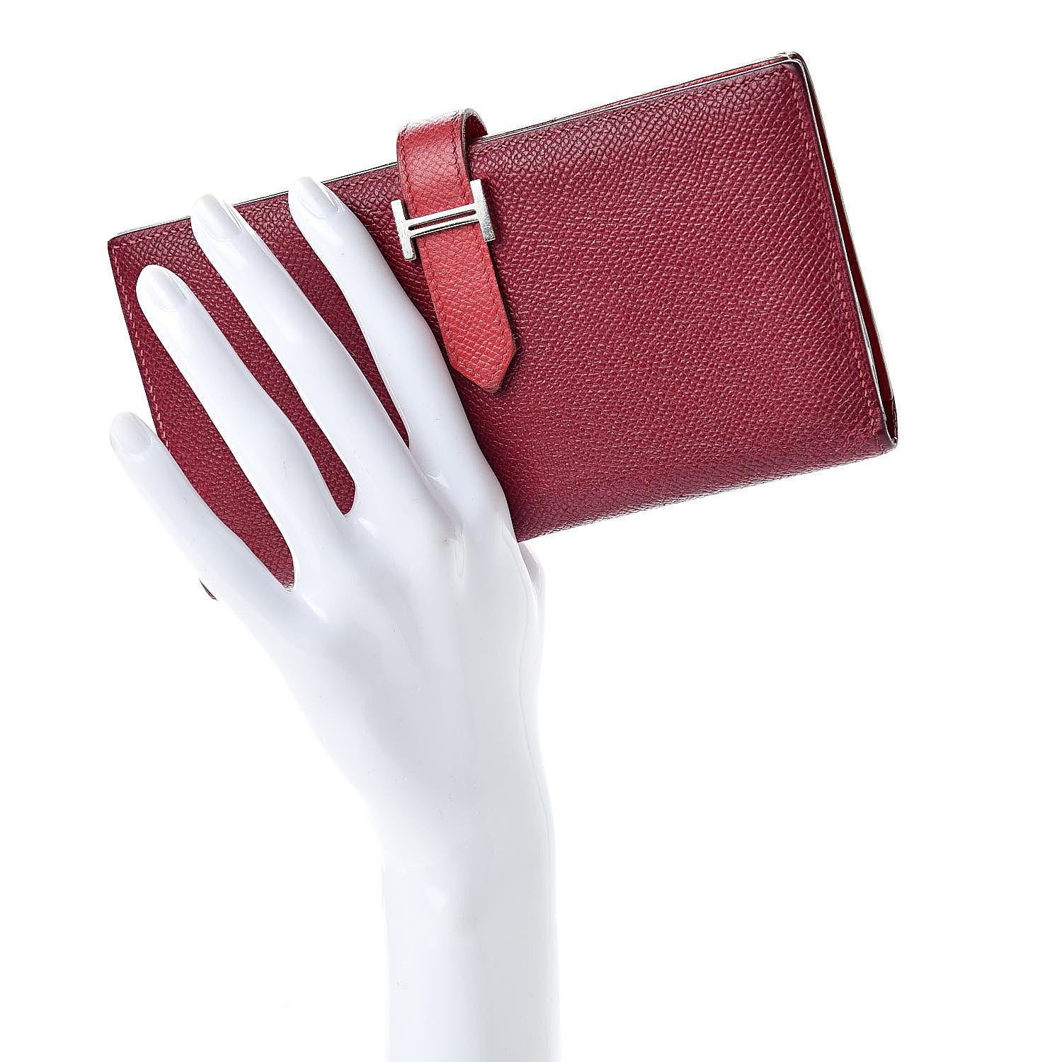 Hermes Epsom Bi-Color Bearn Wallet Rubis Rouge Pivoine 2 of 11