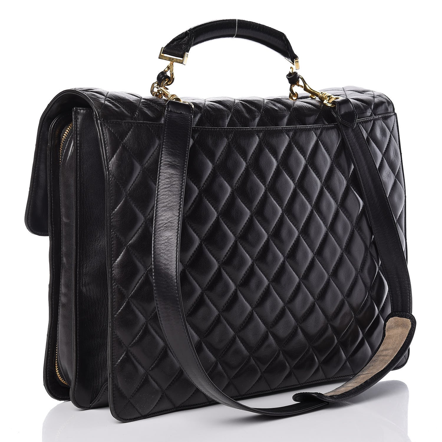 Chanel Lambskin Quilted Briefcase Laptop Bag Black 3 of 13