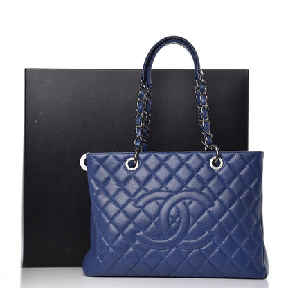 Chanel Caviar Quilted Grand Shopping Tote GST Dark Blue 10 of 12