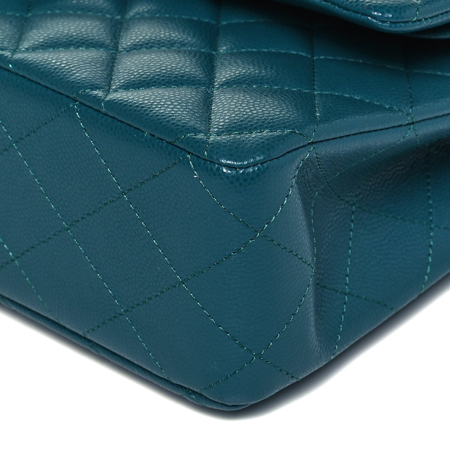 Chanel Caviar Quilted Medium Double Flap Dark Turquoise 8 of 8