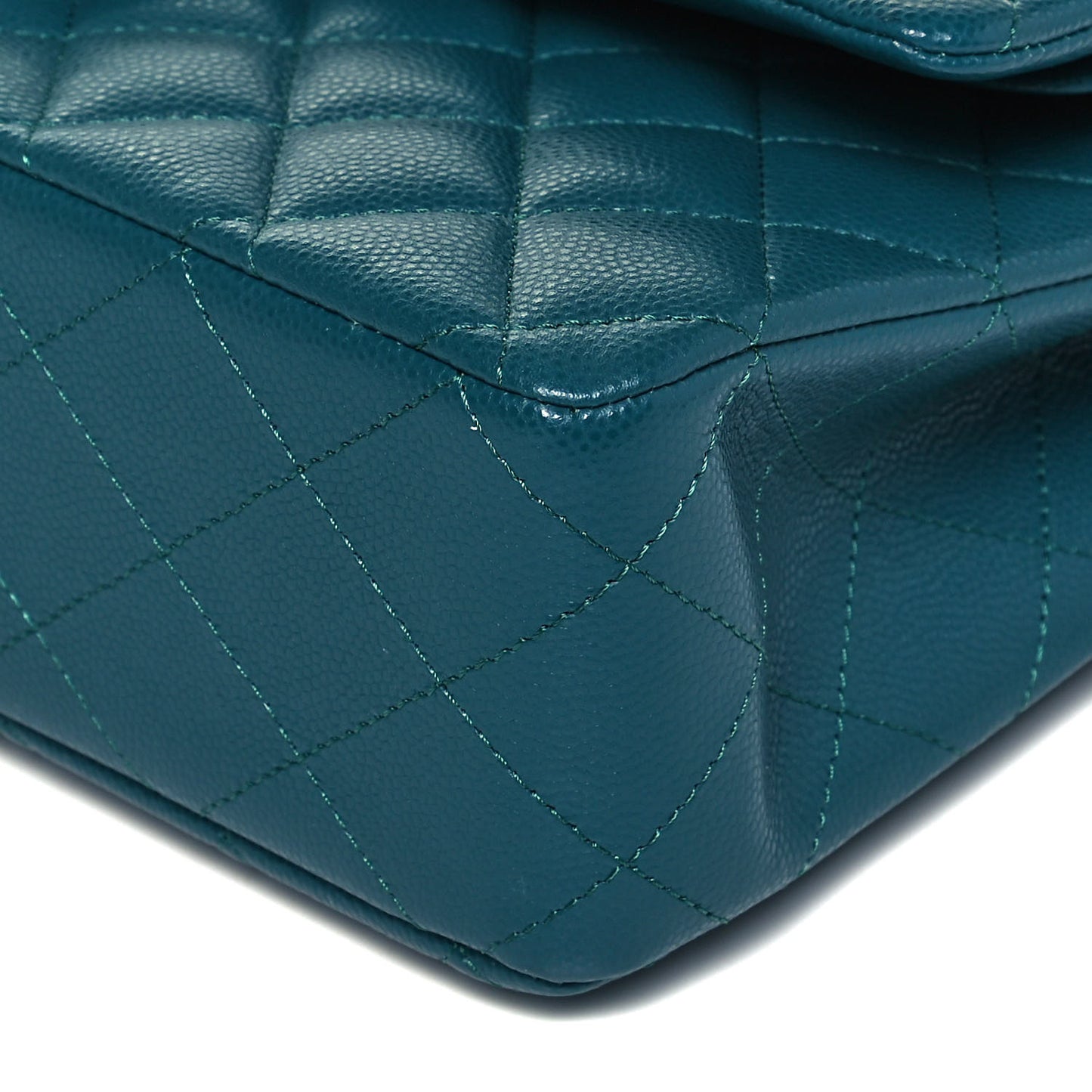 Caviar Quilted Medium Double Flap Dark Turquoise
