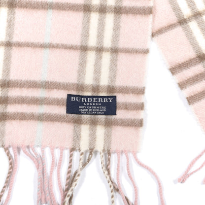 Burberry Cashmere Check Fringe Scarf Pink 3 of 3