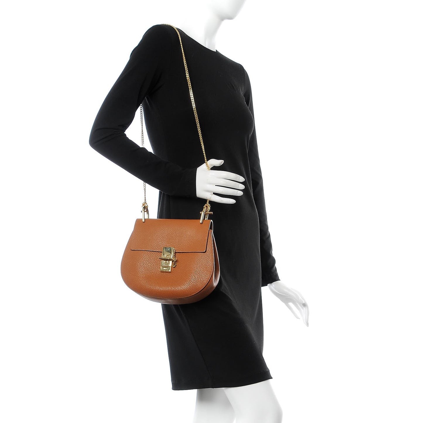 Grained Lambskin Drew Shoulder Bag Caramel