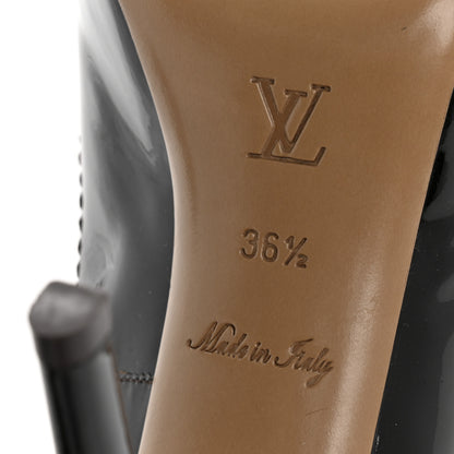 Louis Vuitton Monogram Patent Idylle Buci Open Toe Pumps 36.5 Black Brown 7 of 9