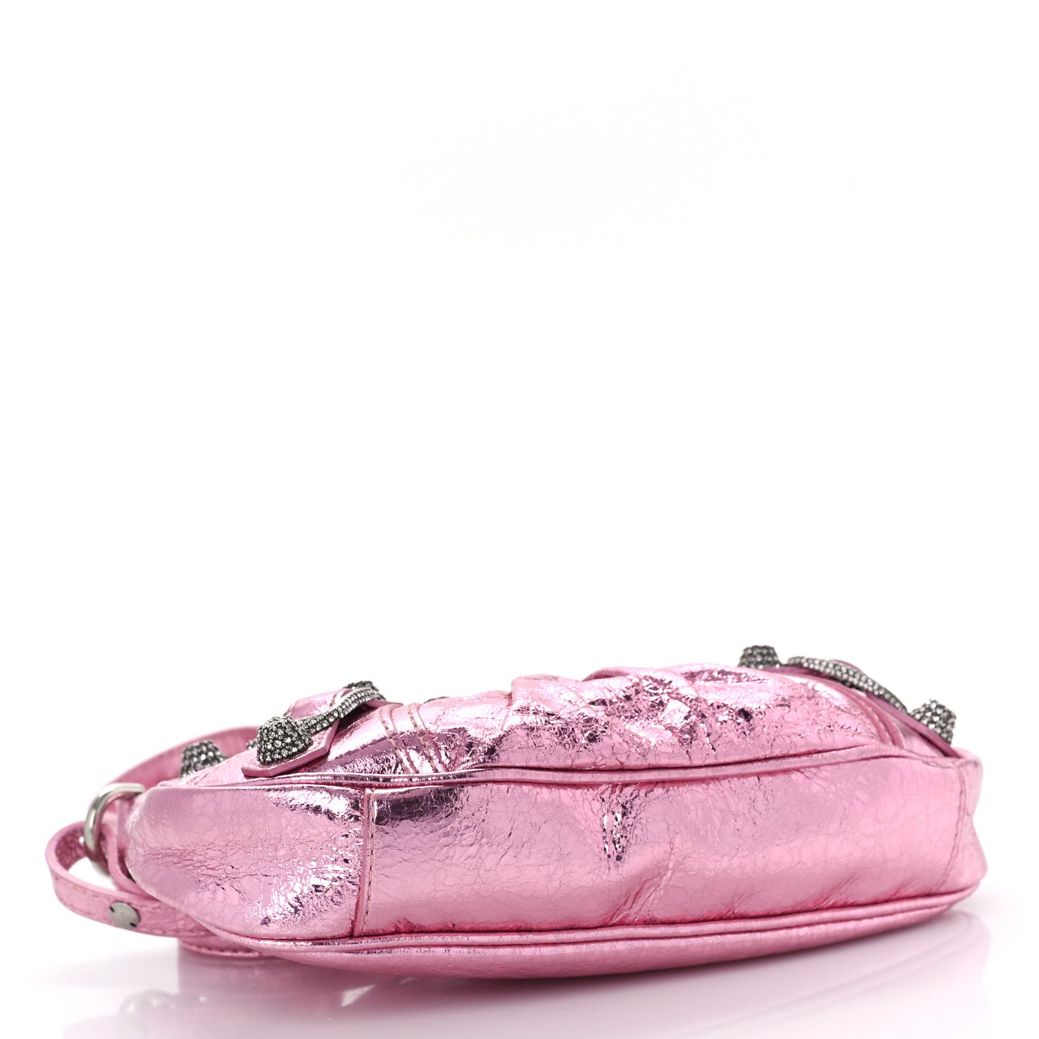 Balenciaga Metallic Agneau Arena Crystal Le Cagole Mini Purse With Chain Met Pink 3 of 7