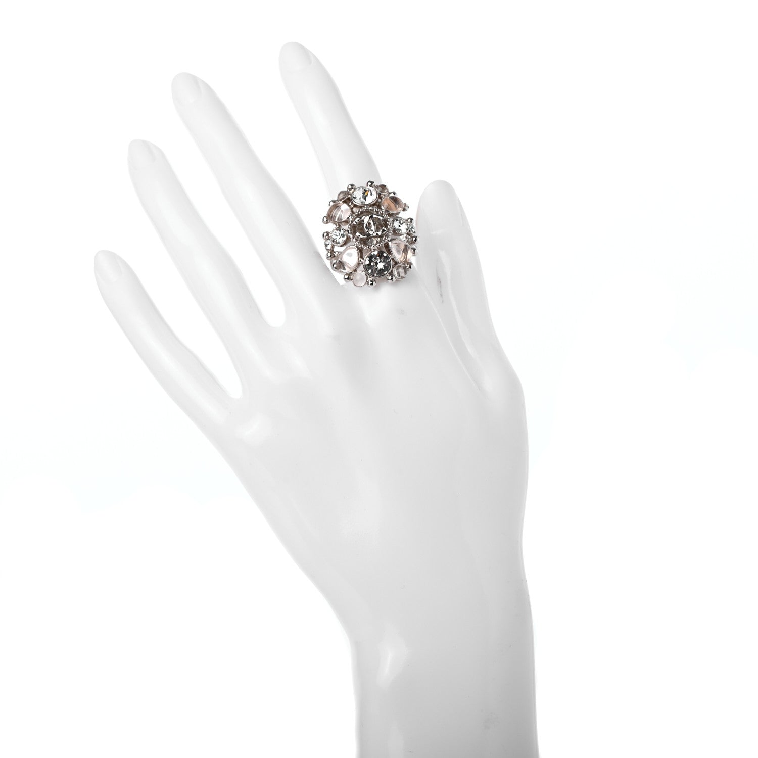 Chanel Crystal CC Ring 6 Silver 2 of 4