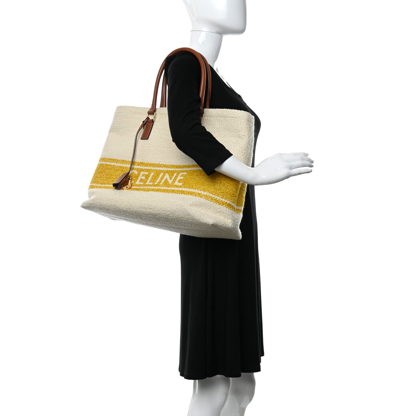 Plein Soleil Textile Calfskin Horizontal Cabas Beige Yellow