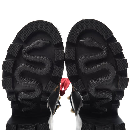 Gucci Calfskin Embroidered Lace Up Combat Ankle Boots 36.5 Black 8 of 8