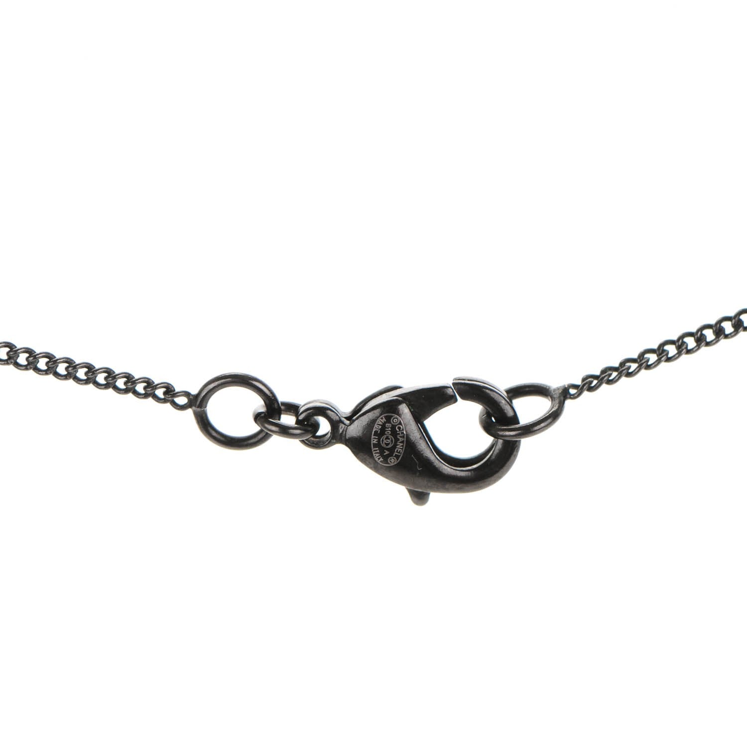 Chanel Ruthenium Baguette Crystal CC Necklace Black 4 of 4