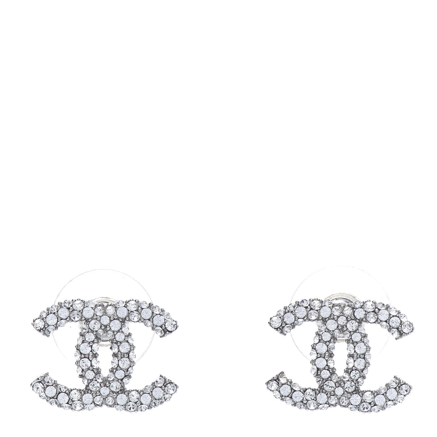 Chanel Crystal CC Earrings Silver 1 of 5