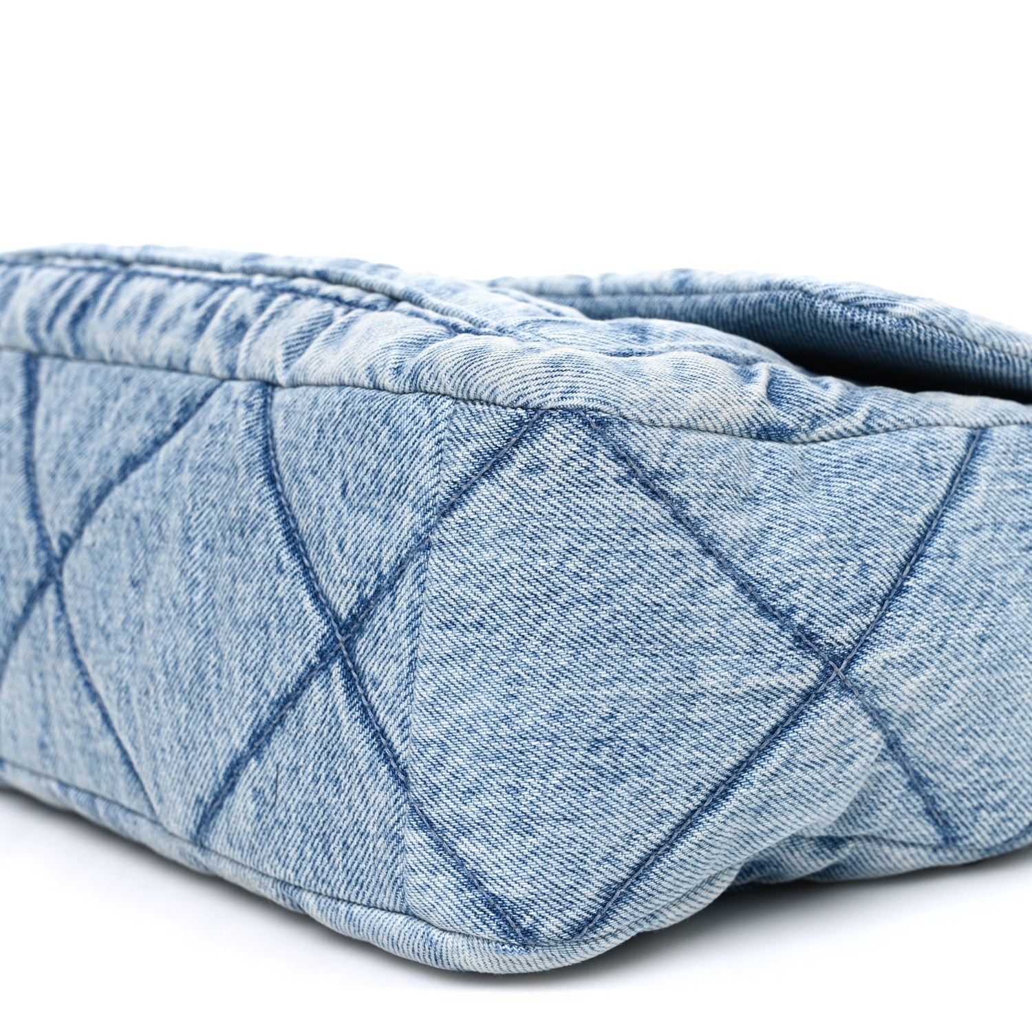 Chanel Washed Denim Quilted Large Flap Bag Blue 10 of 10