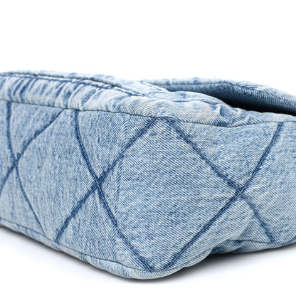 Chanel Washed Denim Quilted Large Flap Bag Blue 10 of 10