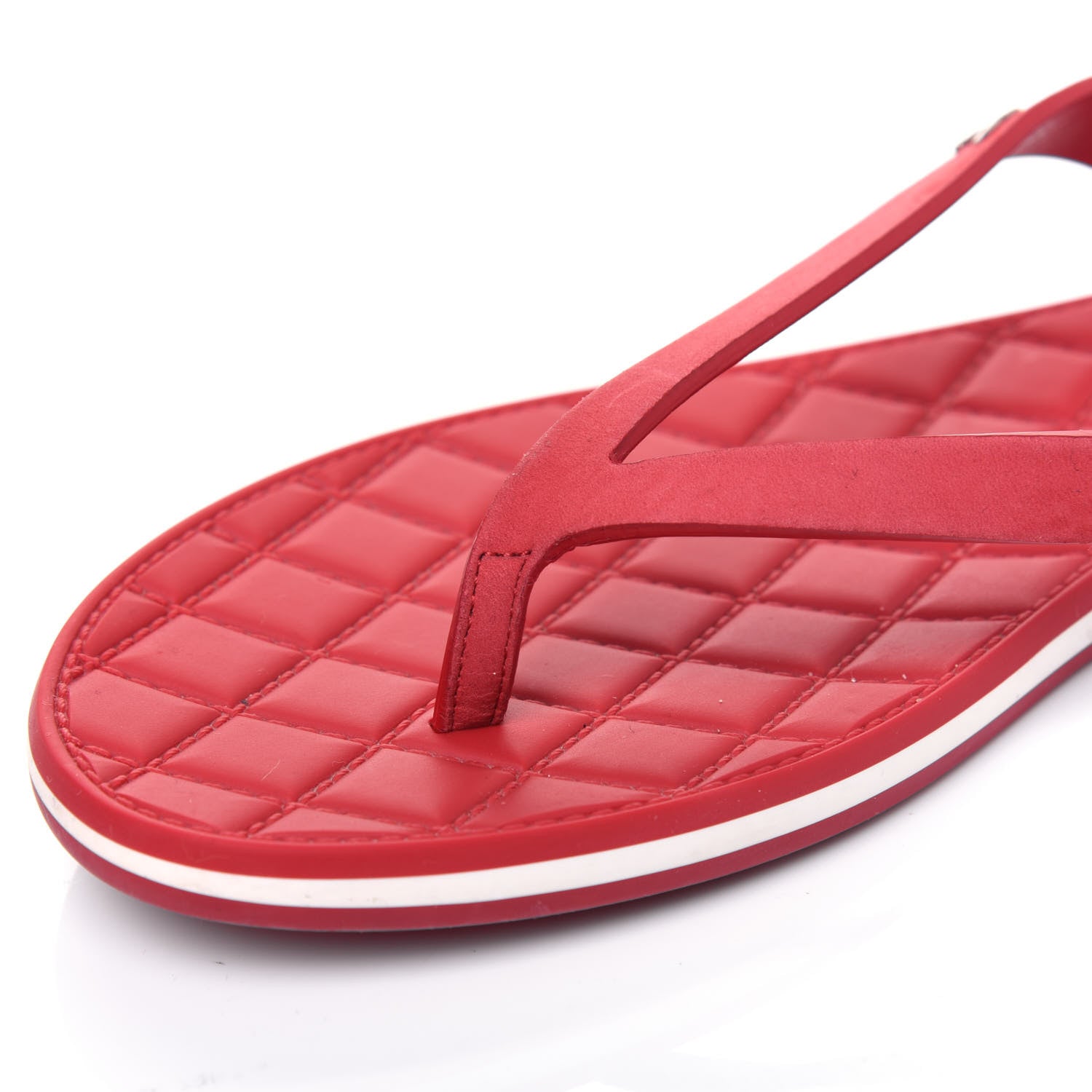 Chanel Suede Calfskin Rubber Thong Sandals 38 Red 12 of 12