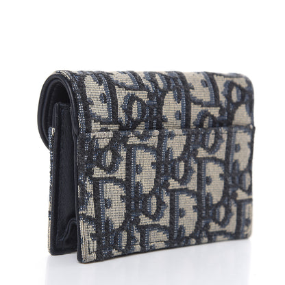 Christian Dior Oblique Saddle Card Holder Blue 3 of 7