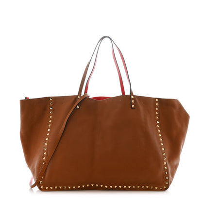 Valentino Garavani Pebbled Calfskin Medium Rockstud Reversible Tote Light Cuir Rosso Valentino 1 of 15