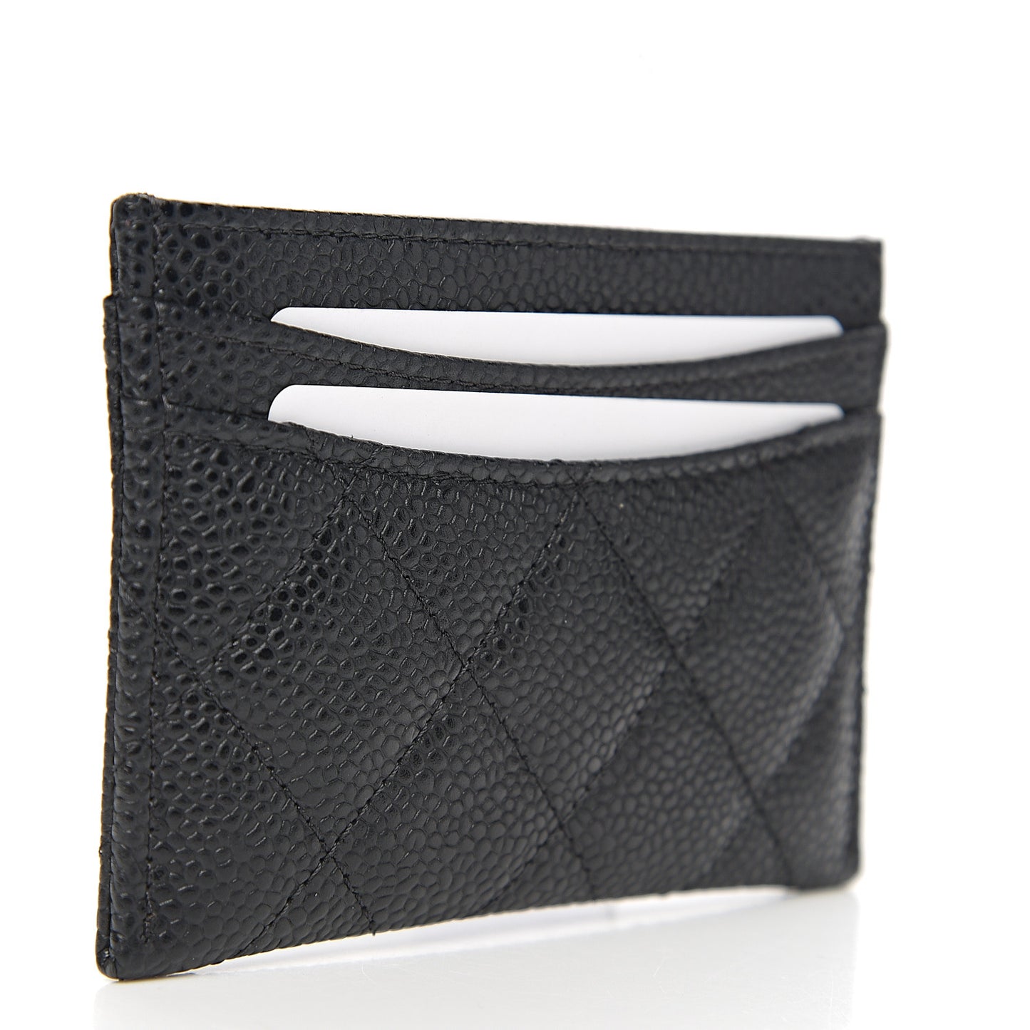 Caviar Quilted Card Holder Black