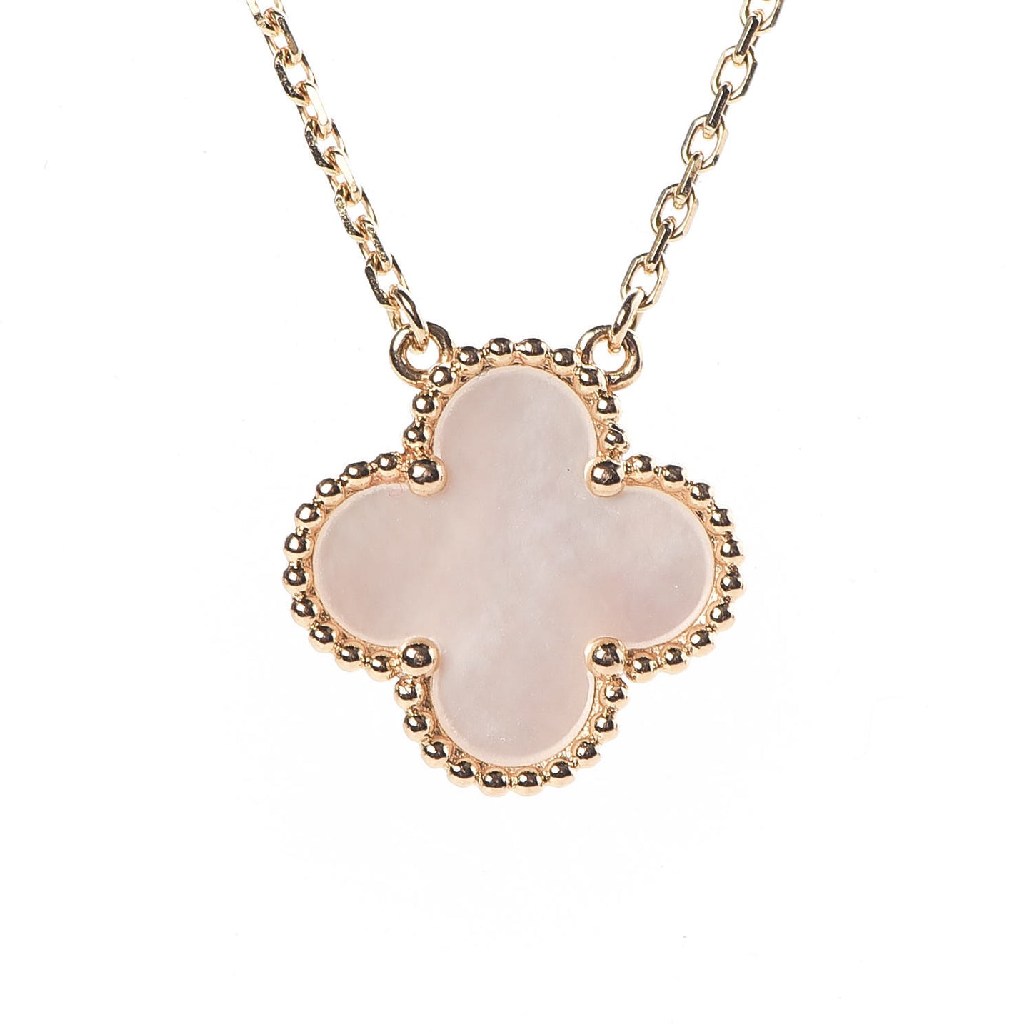 18K Yellow Gold Mother of Pearl Vintage Alhambra Pendant Necklace
