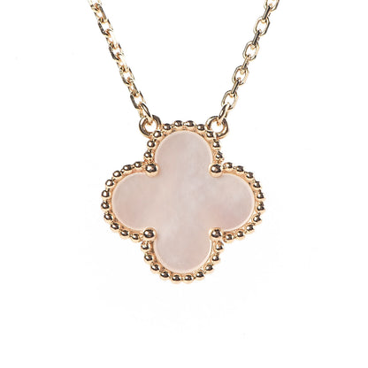 Van Cleef & Arpels 18K Yellow Gold Mother of Pearl Vintage Alhambra Pendant Necklace 3 of 6