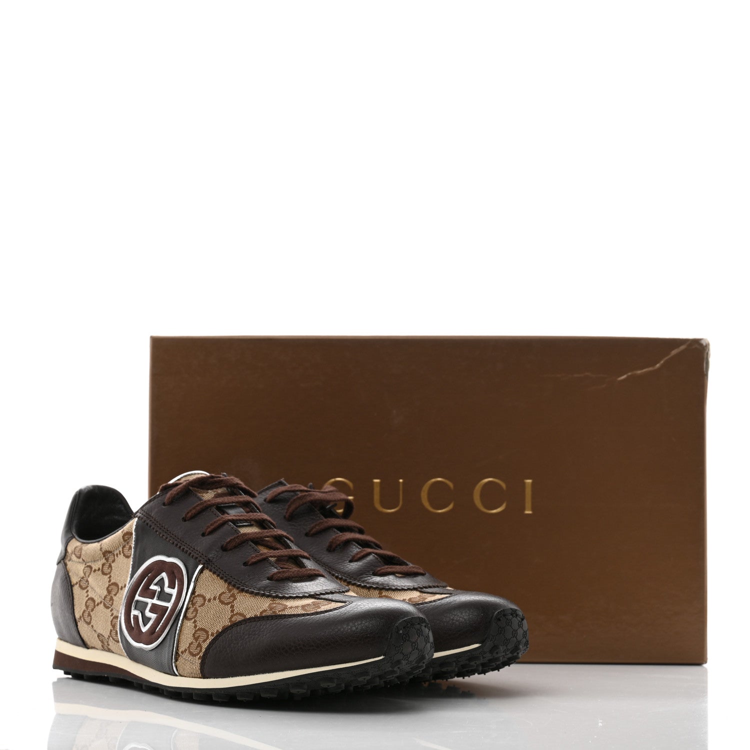 Gucci GG Monogram Calfskin Mens Interlocking G Sneakers 9 Dark Brown 9 of 9
