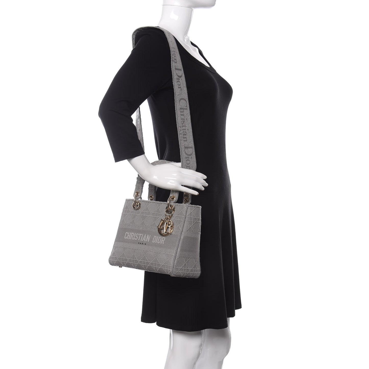Canvas Embroidered Cannage Medium Lady D-Lite Gray