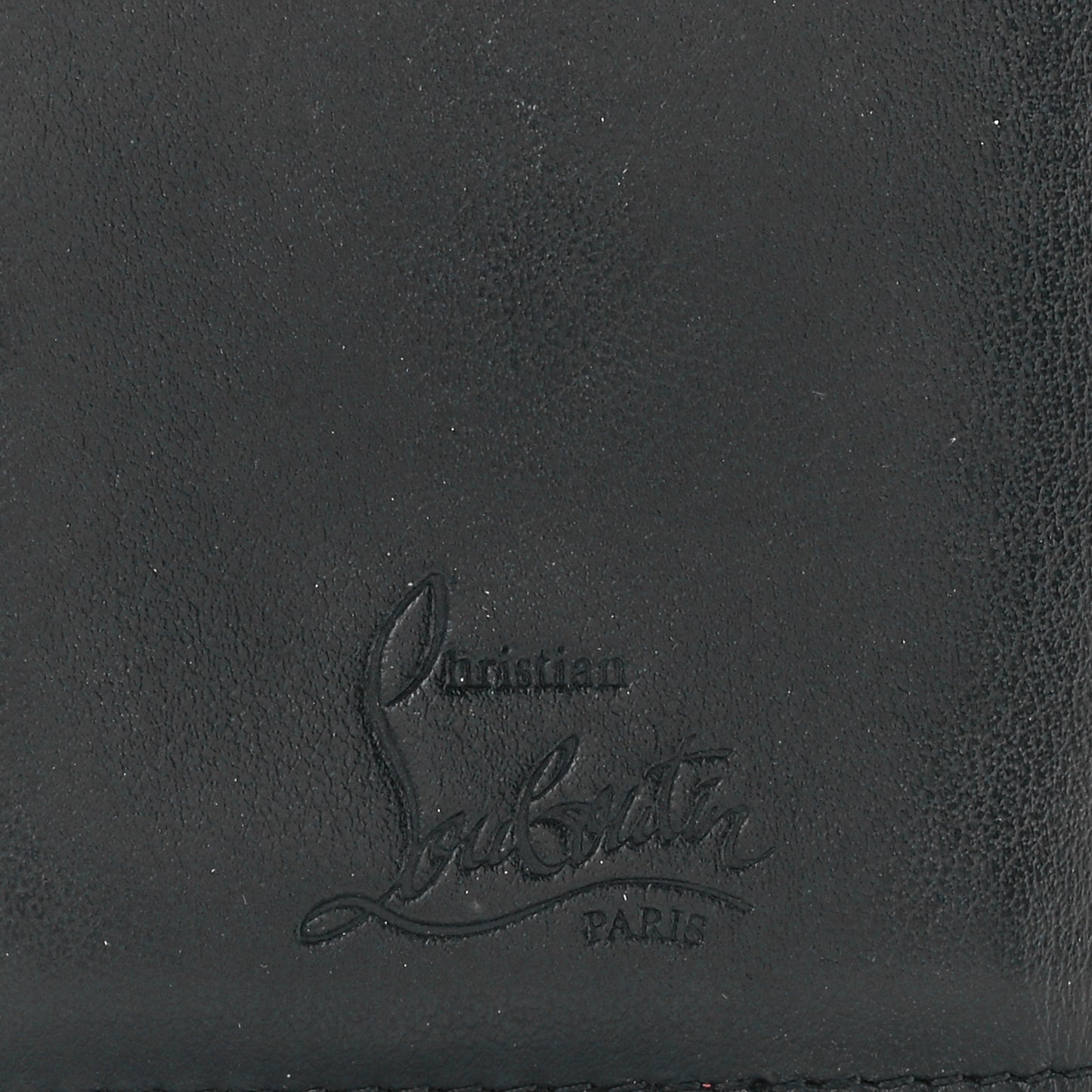 Calfskin Embellished Crown Compact Wallet Black