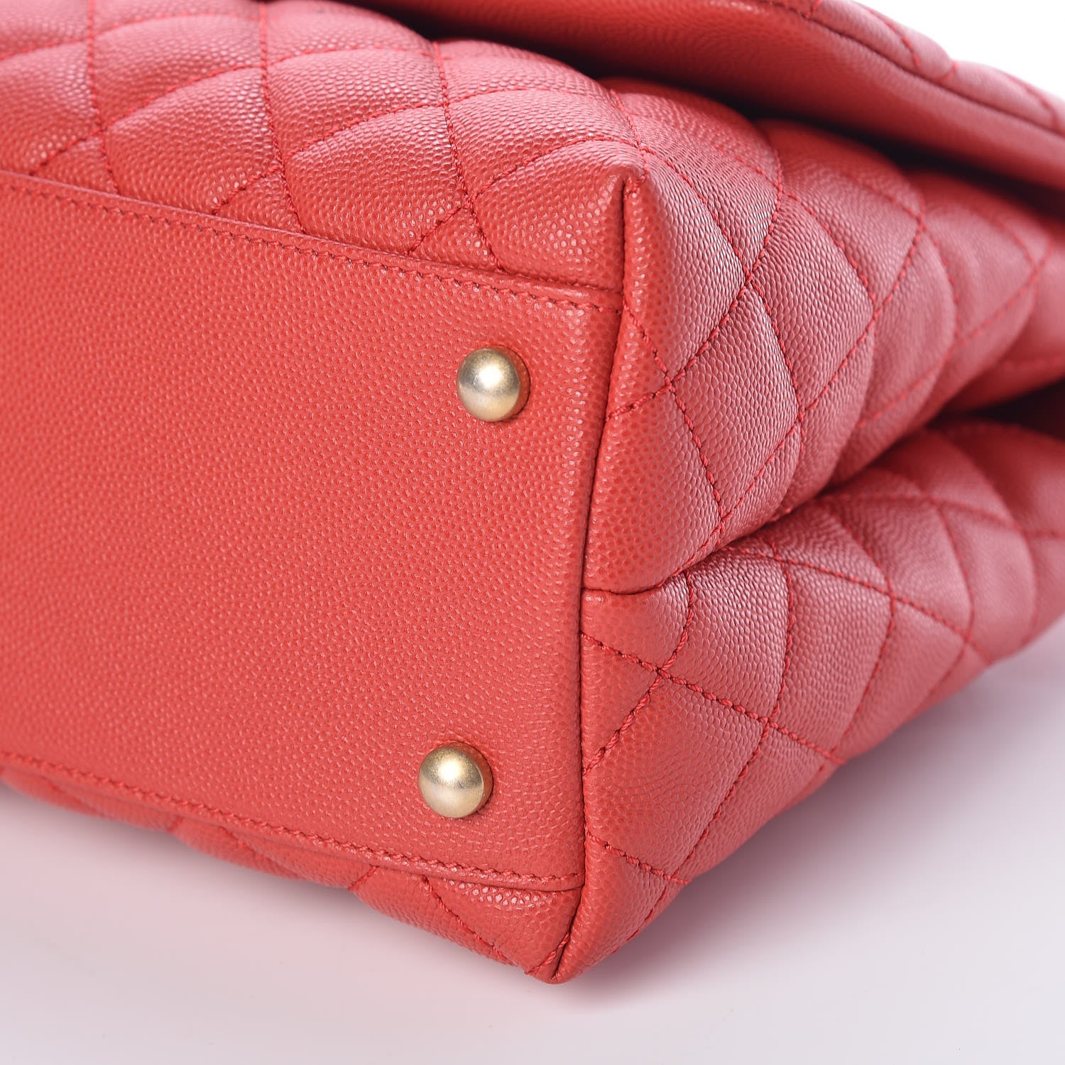 Chanel Caviar Quilted Small Coco Handle Flap Red 9 of 10