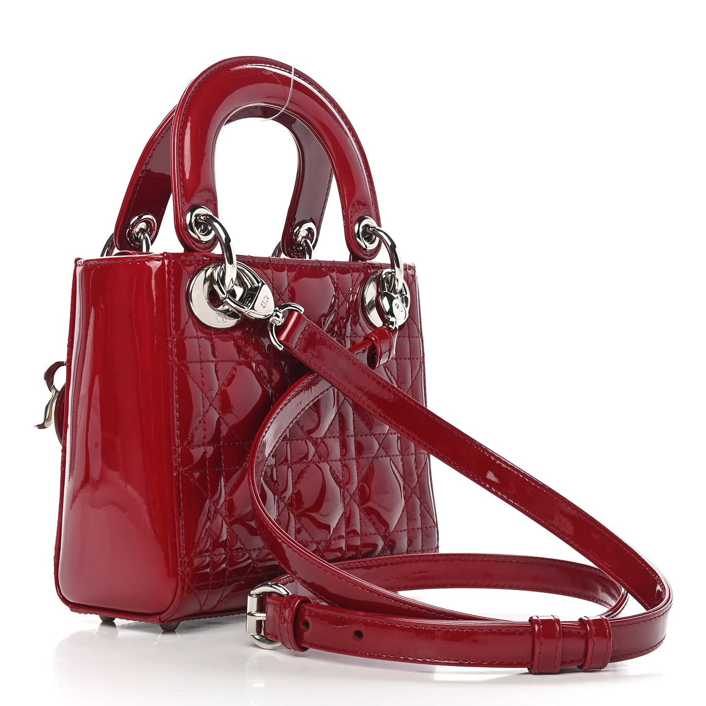 Patent Cannage Mini Lady Dior Red