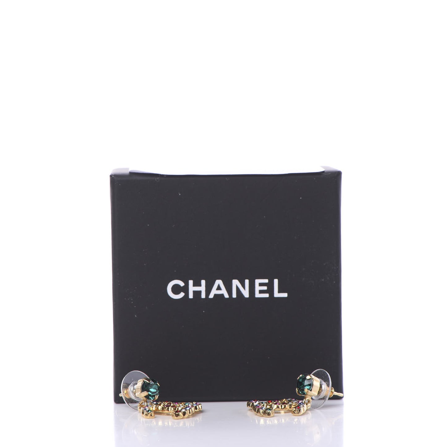 Crystal CC Drop Earrings Gold Multicolor