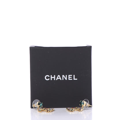 Chanel Crystal CC Drop Earrings Gold Multicolor 5 of 5