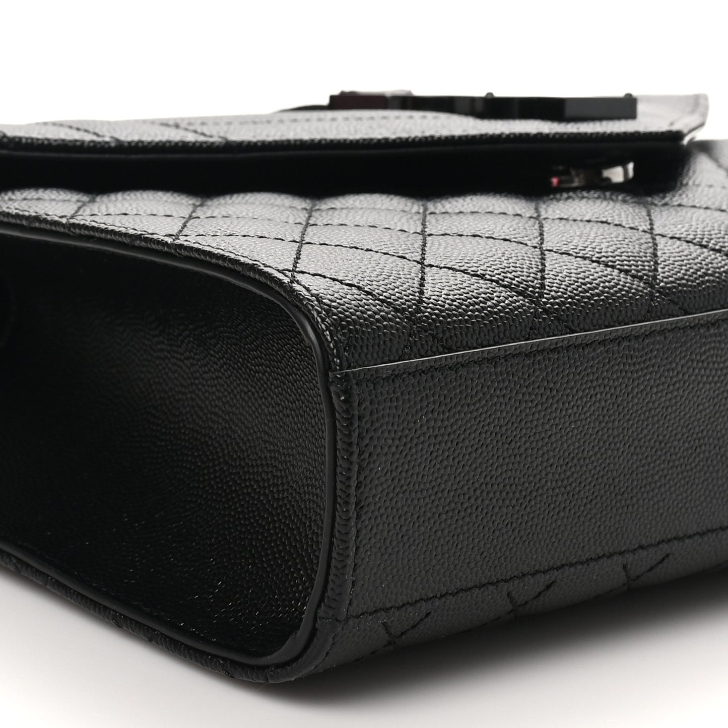 Grain De Poudre Textured Mixed Matelasse Triquilt Medium Monogram Monochrome Satchel Black