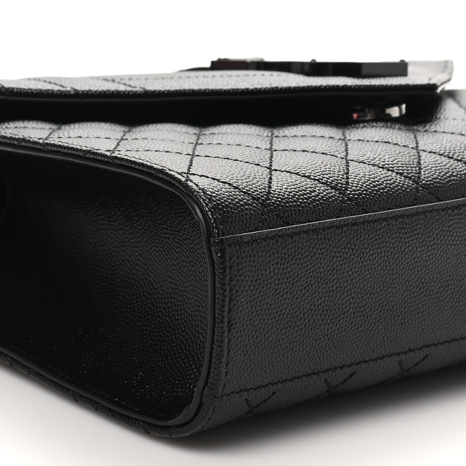 Saint Laurent Grain De Poudre Textured Mixed Matelasse Triquilt Medium Monogram Monochrome Satchel Black 9 of 10