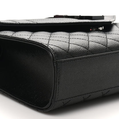 Saint Laurent Grain De Poudre Textured Mixed Matelasse Triquilt Medium Monogram Monochrome Satchel Black 9 of 10