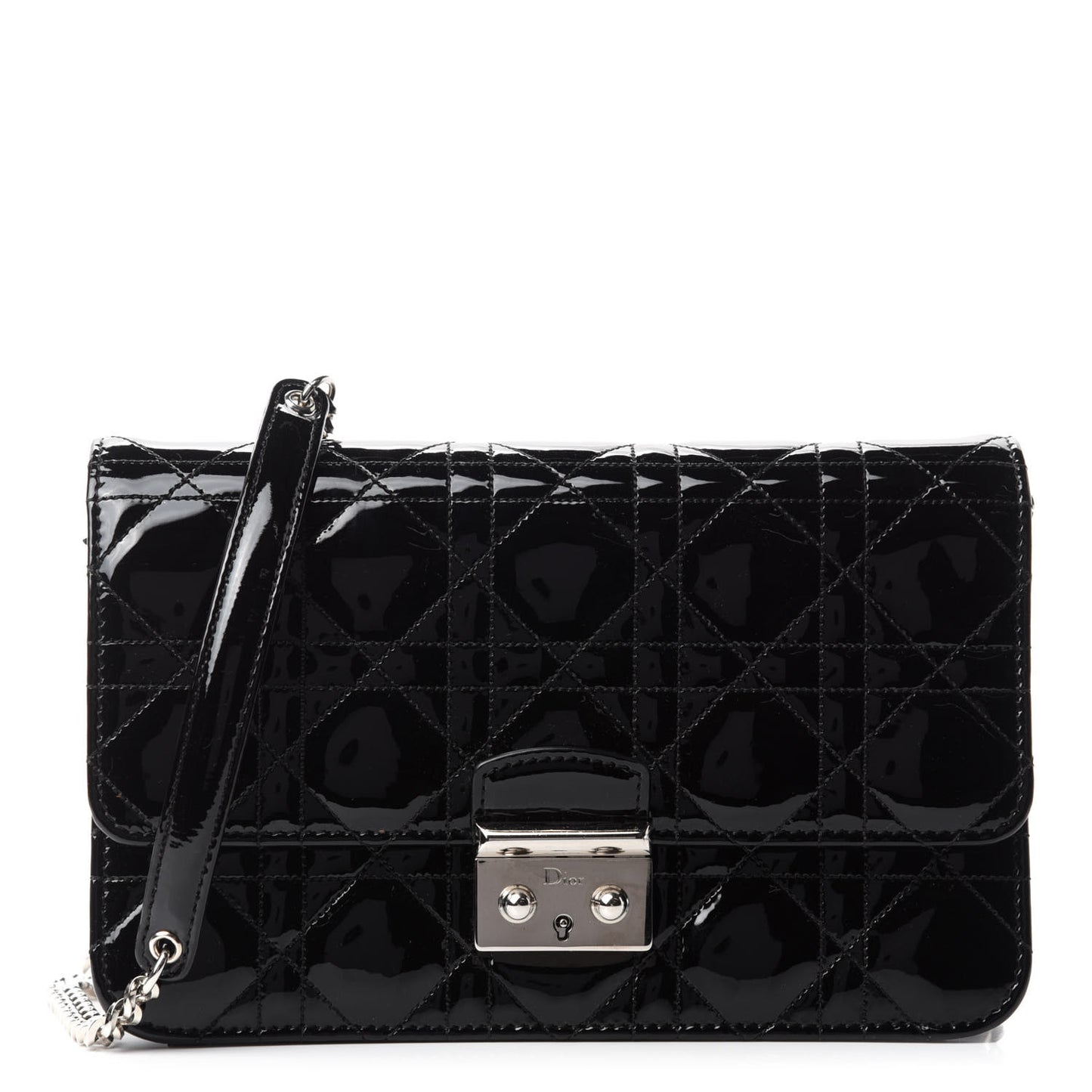 Patent Cannage Miss Dior Promenade Pouch Black