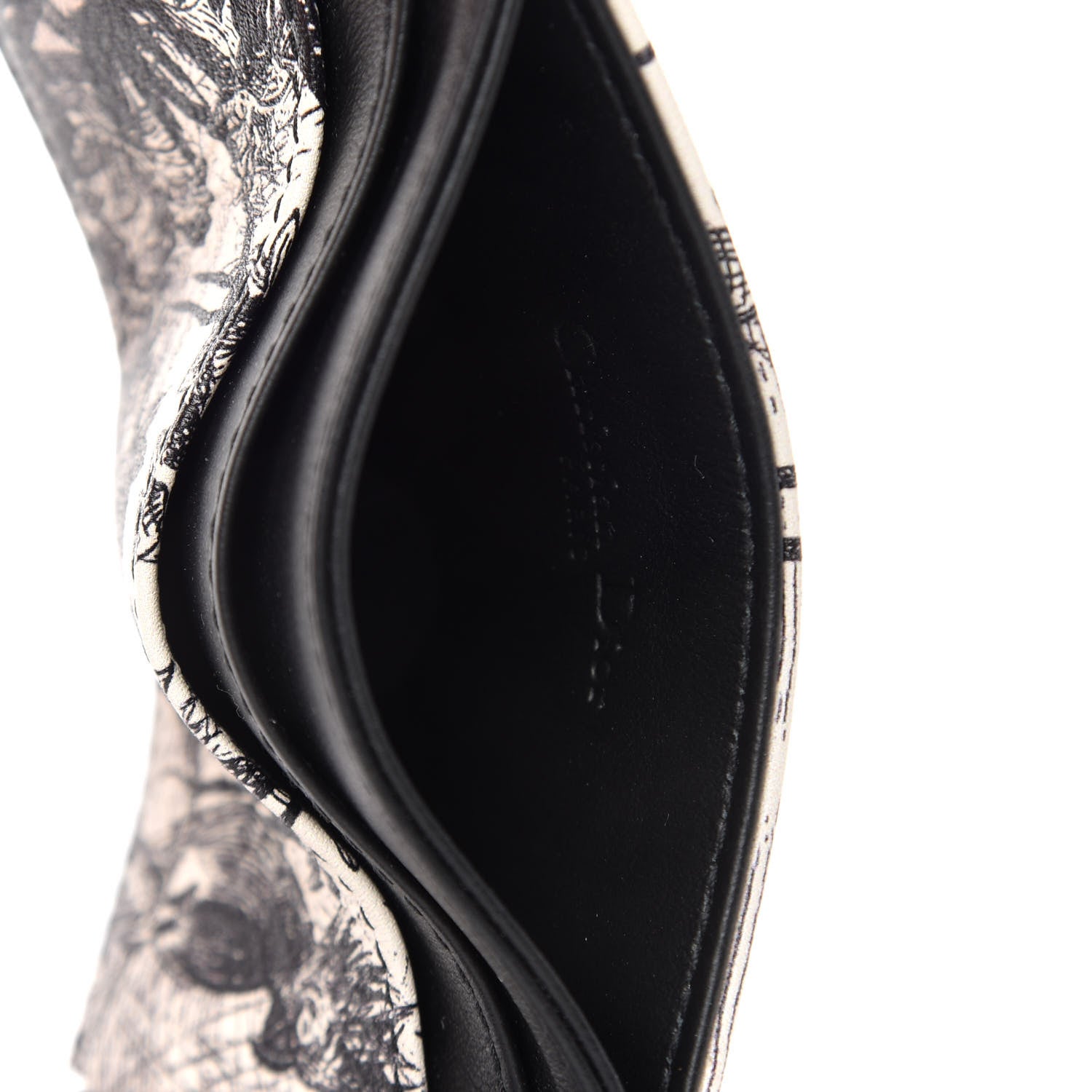 Christian Dior Calfskin Toile de Jouy Carnivora Card Holder Black White 4 of 7