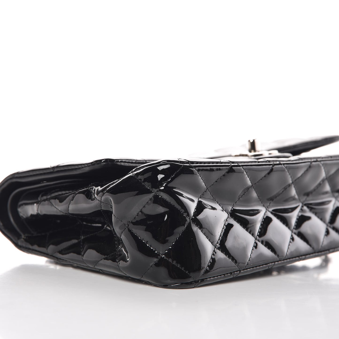Patent Quilted Medium Double Flap Black