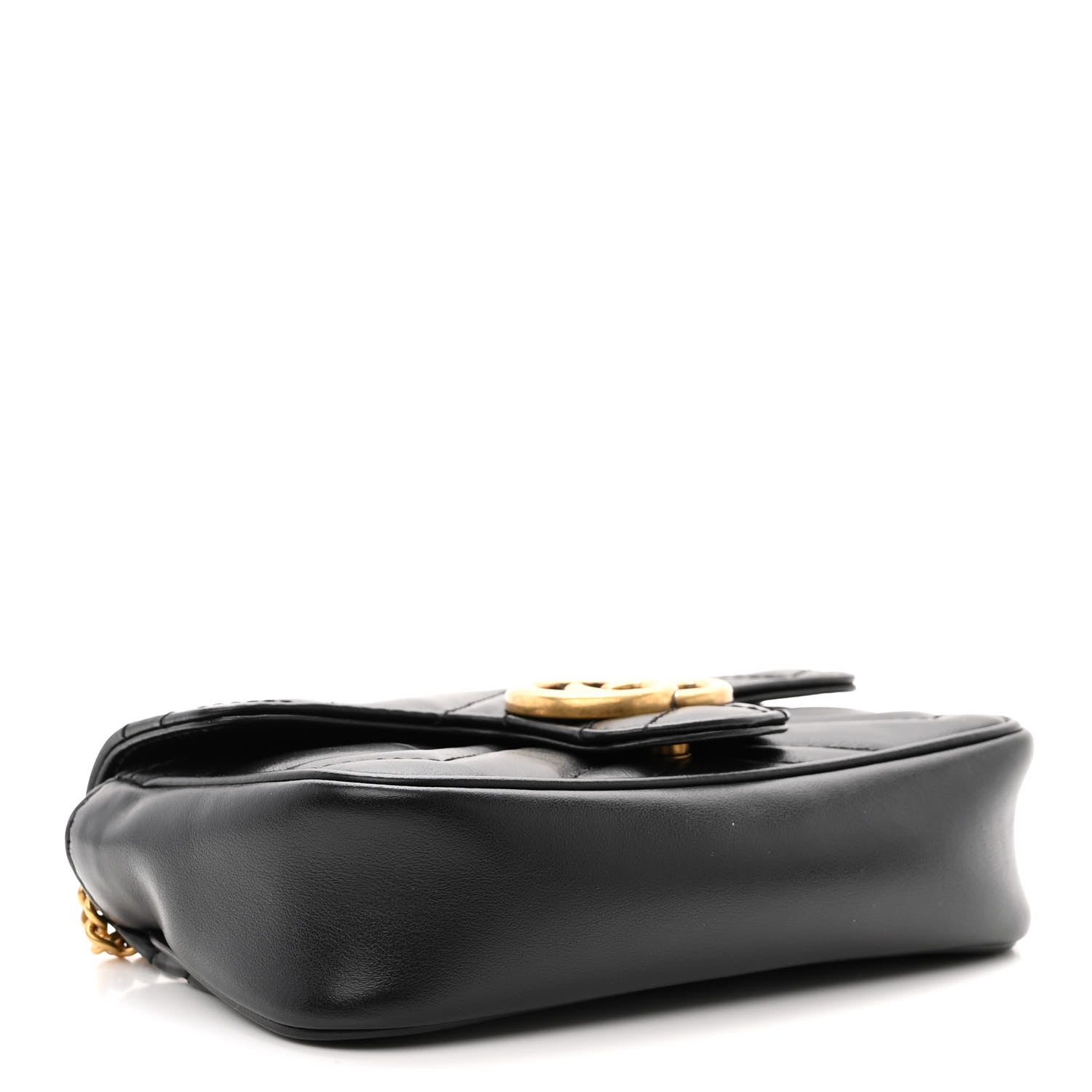 Gucci Calfskin Matelasse Super Mini GG Marmont Shoulder Bag Black 4 of 12