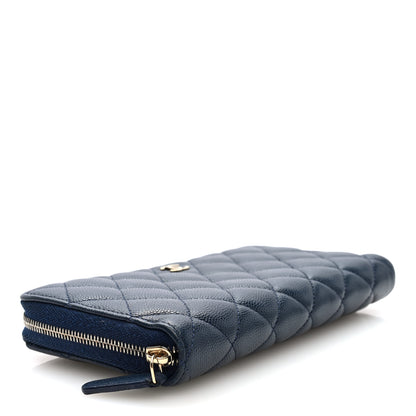 Chanel Caviar Quilted Large Gusset Zip Around Wallet Navy 4 of 7