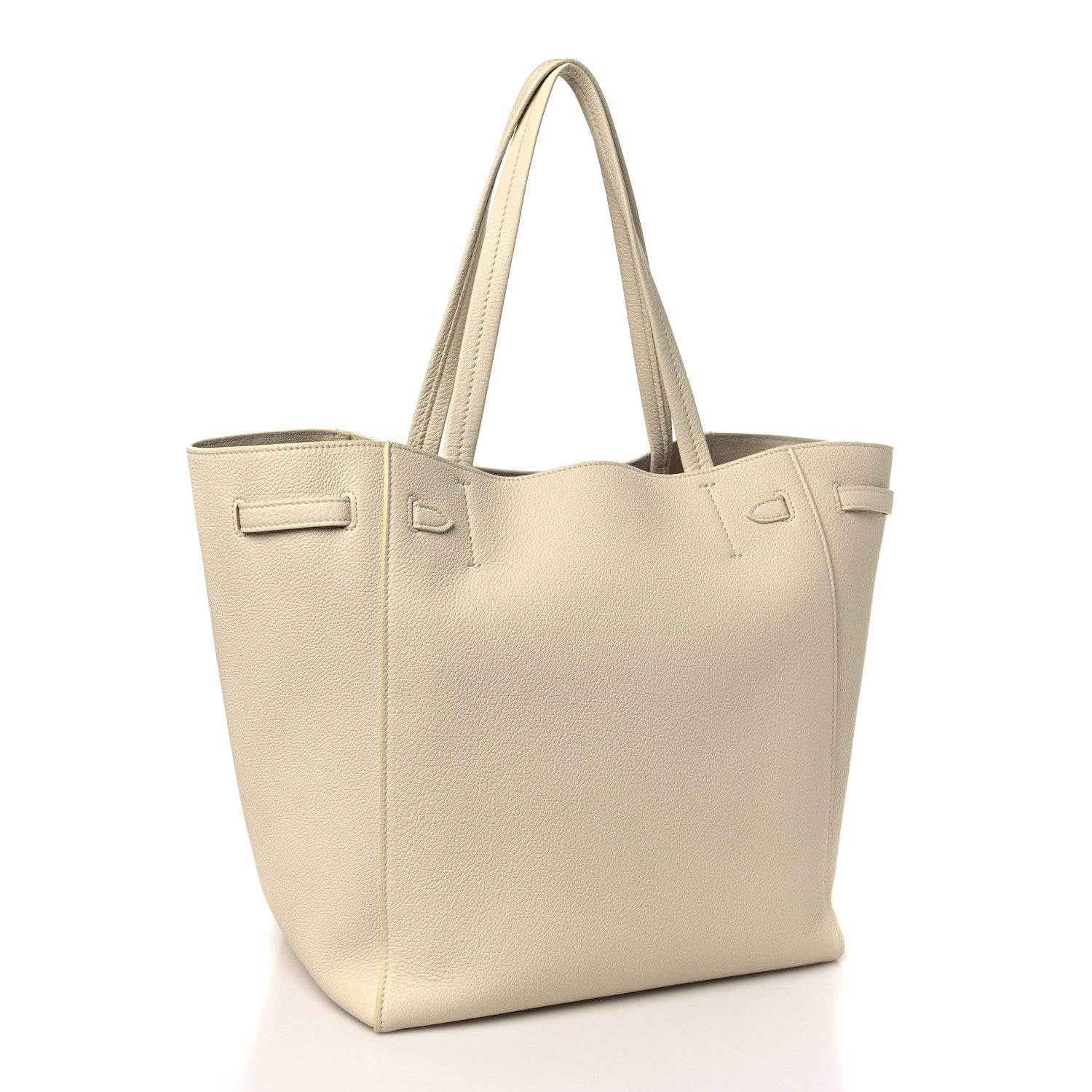 Celine Soft Grained Calfskin Small Belt Cabas Phantom Cream 3 of 10
