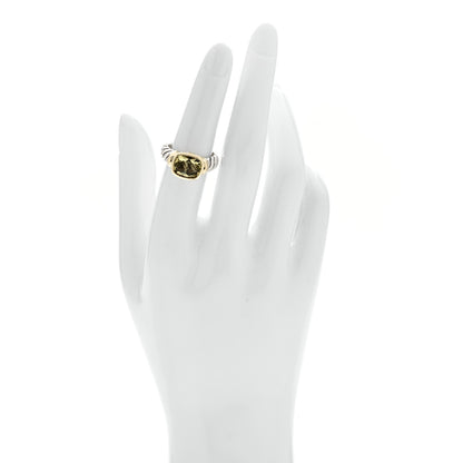 David Yurman Sterling Silver 14K Yellow Gold Prasiolite 10mm Noblesse Ring 52 6 2 of 6