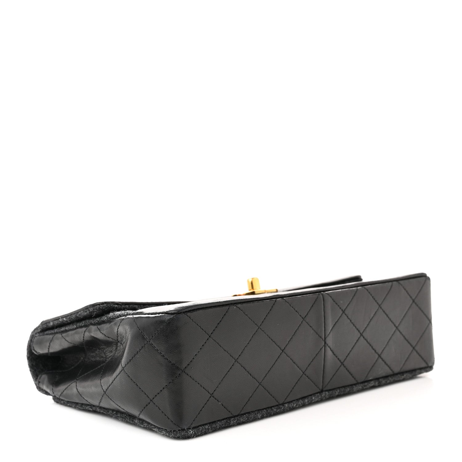 Chanel Lambskin Felt Quilted Small Single Flap With Pouch Grey Black 5 of 12