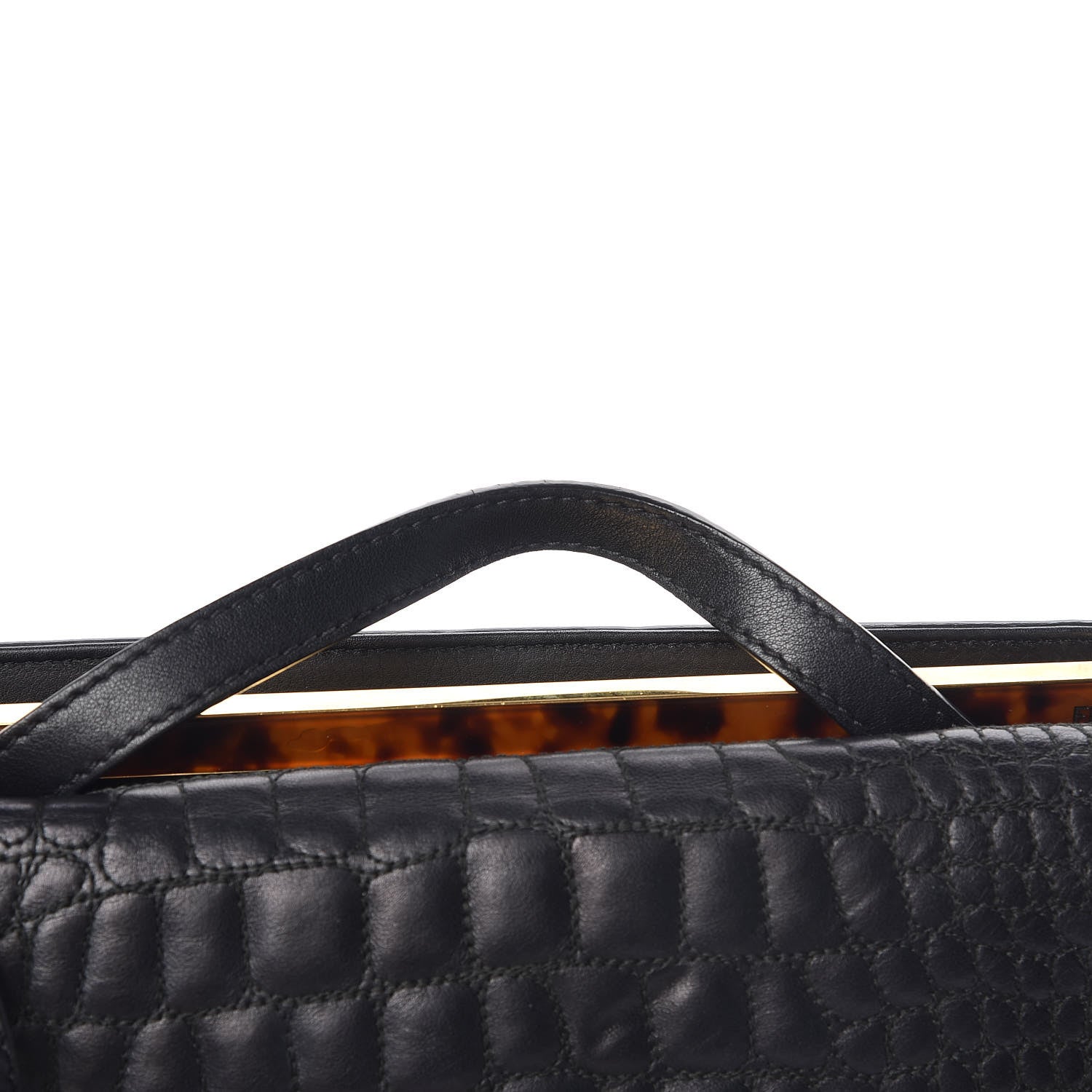 Fendi Nappa Calfskin Crocodile Trapuntata Demi Jour Shoulder Bag Black 19 of 19