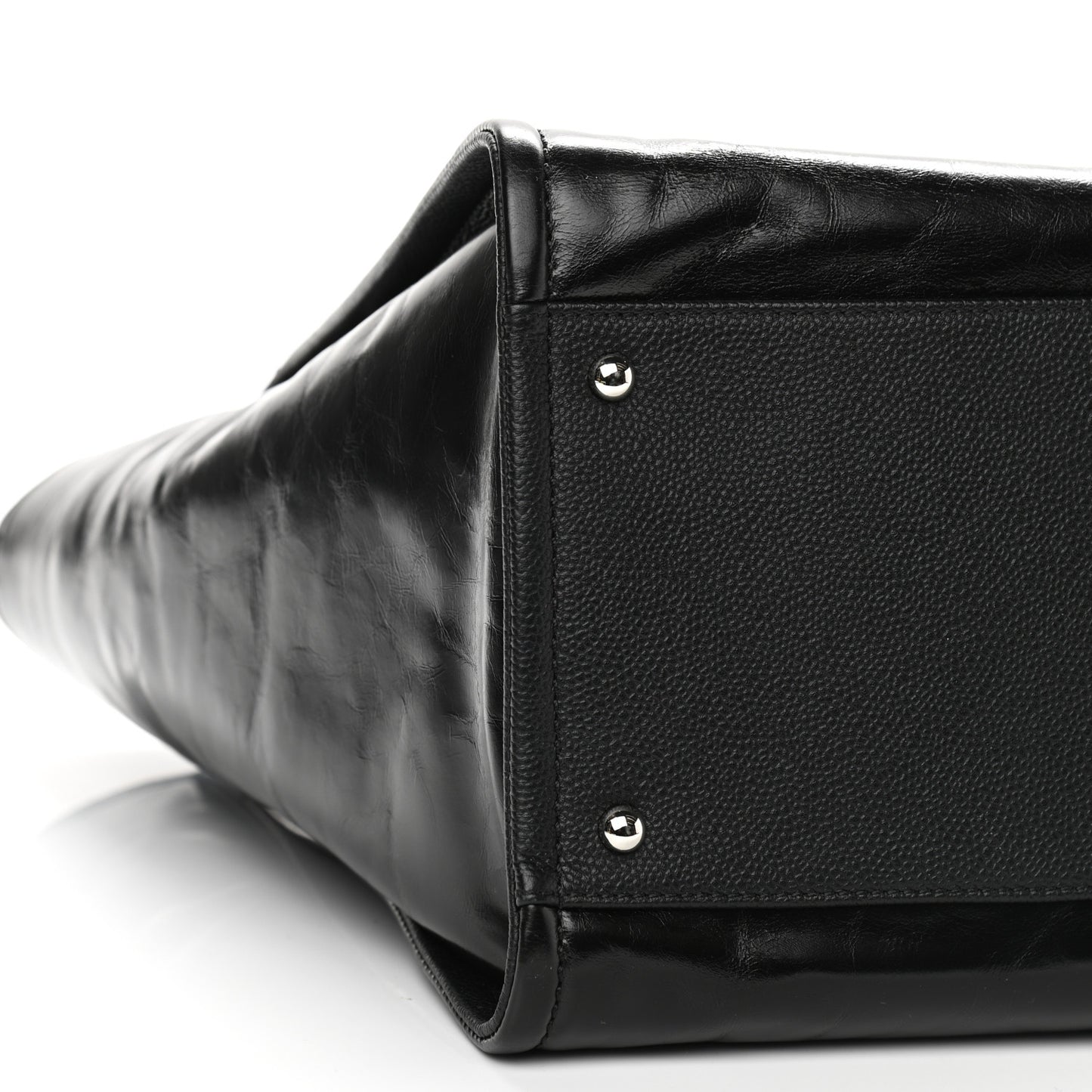Glazed Calfskin Large Deauville Tote Black
