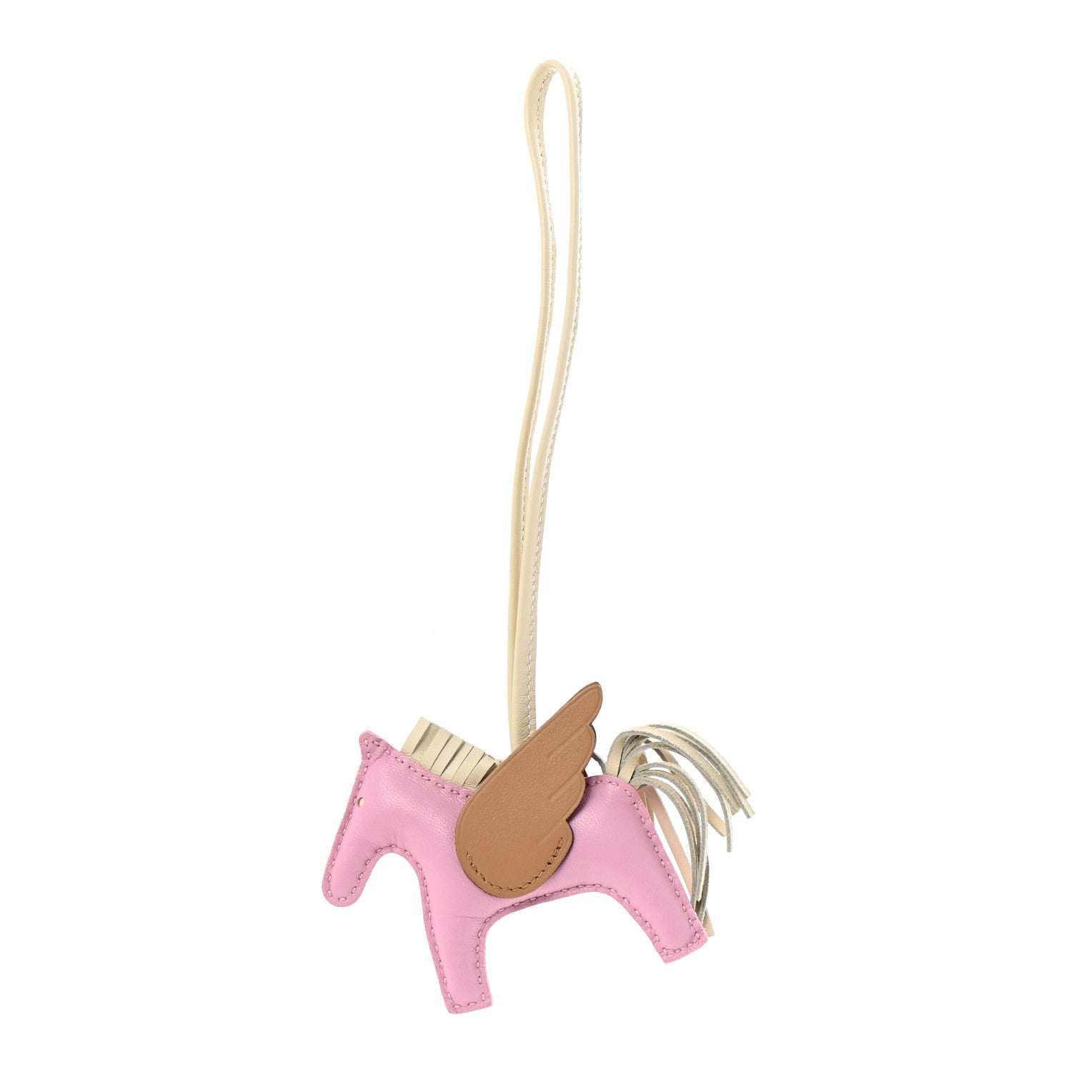 Hermes Milo Lambskin Grigri Rodeo Pegase Horse Bag Charm PM Mauve Sylvestre Craie Chai 1 of 6