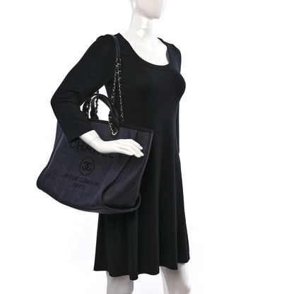 Chanel Denim Medium Deauville Tote Black 2 of 9