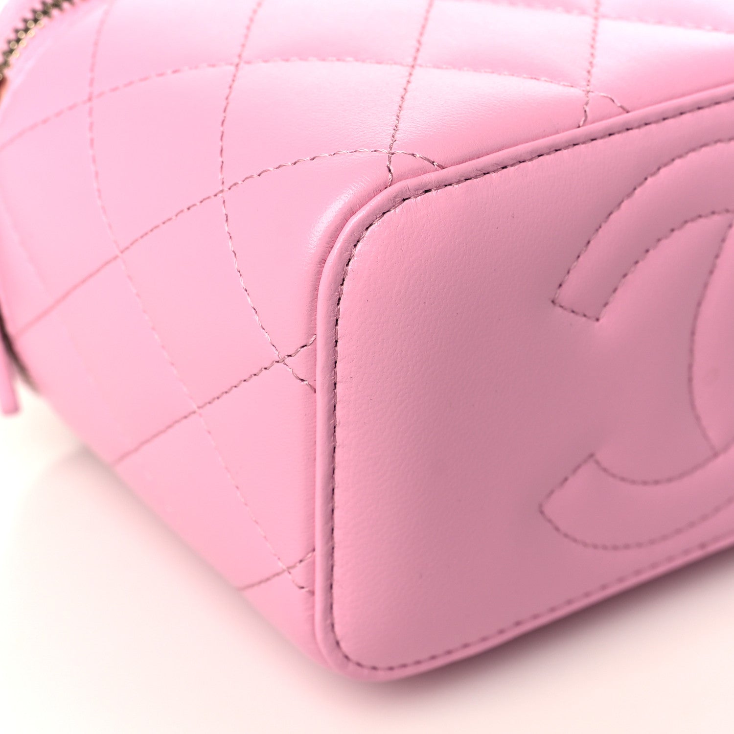 Chanel Lambskin Quilted Small Top Handle Vanity Case With Chain Lilac Light Green 8 of 10
