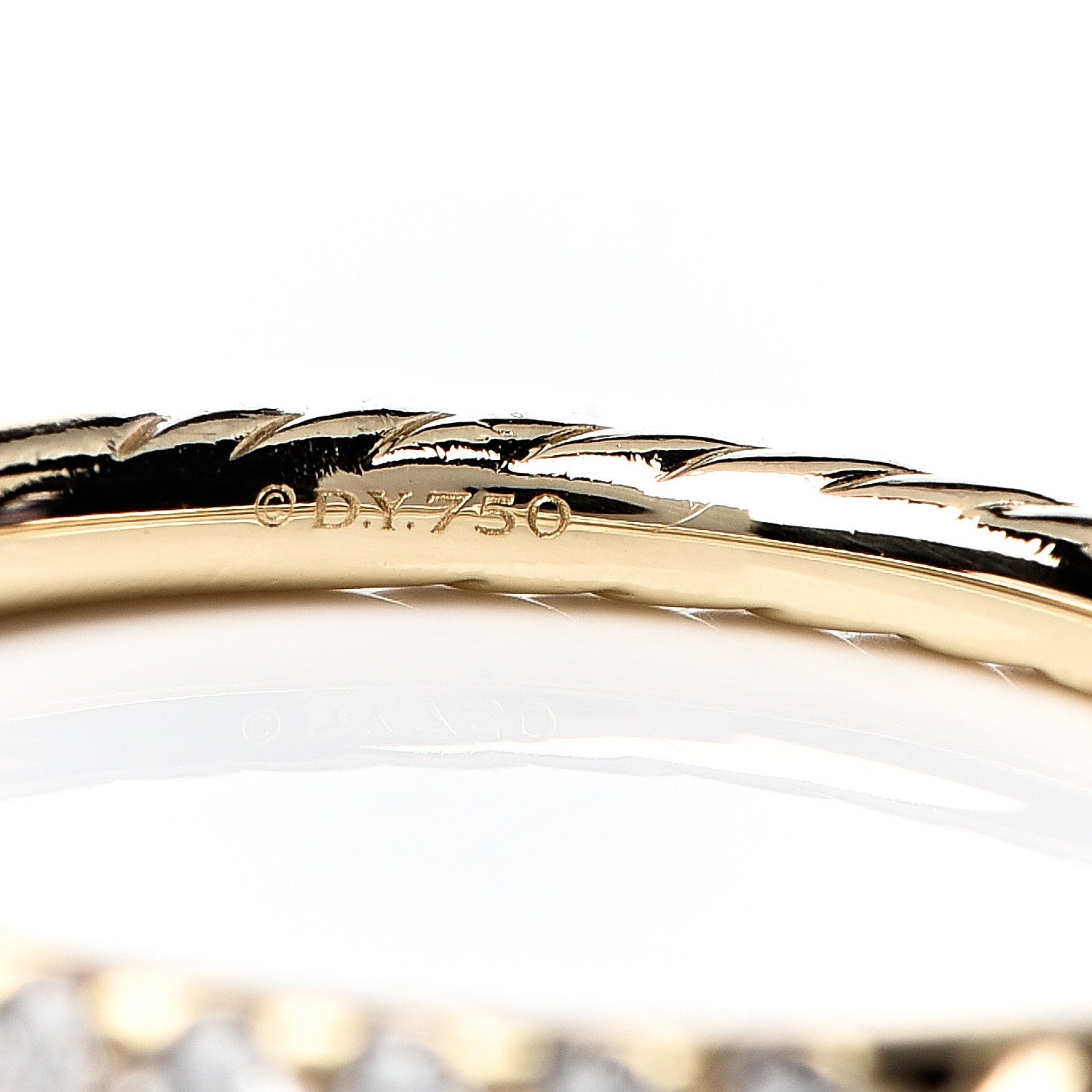David Yurman 18K Yellow Gold Diamond 2mm Cable Collectibles Band Ring 54 7 4 of 4