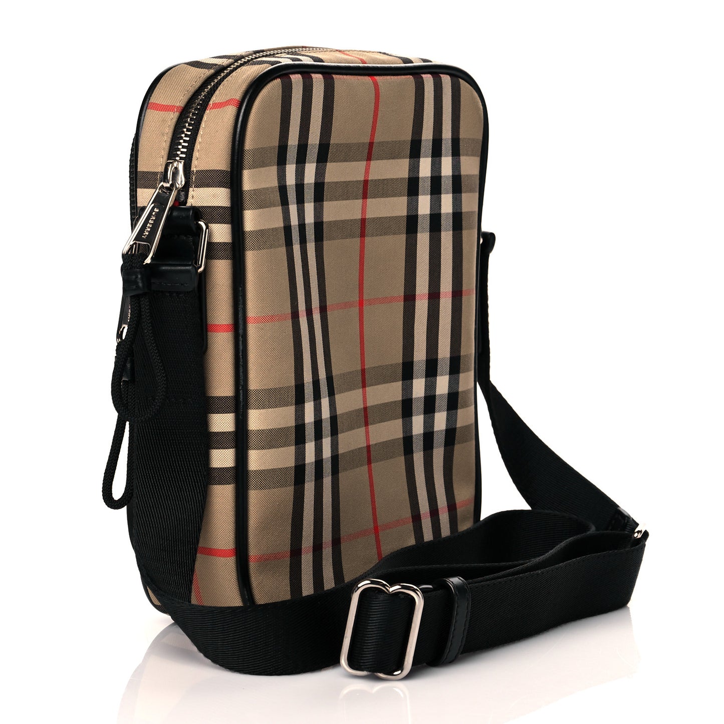 Canvas Calfskin Vintage Check Freddie Crossbody Bag Archive Beige