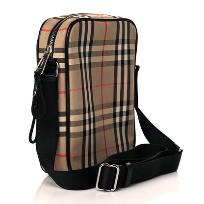 Burberry Canvas Calfskin Vintage Check Freddie Crossbody Bag Archive Beige 3 of 10