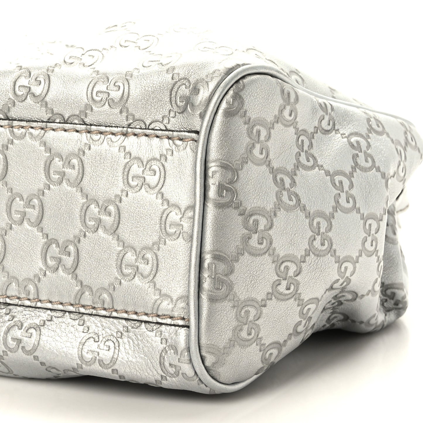 Metallic Guccissima Medium Sukey Tote Silver