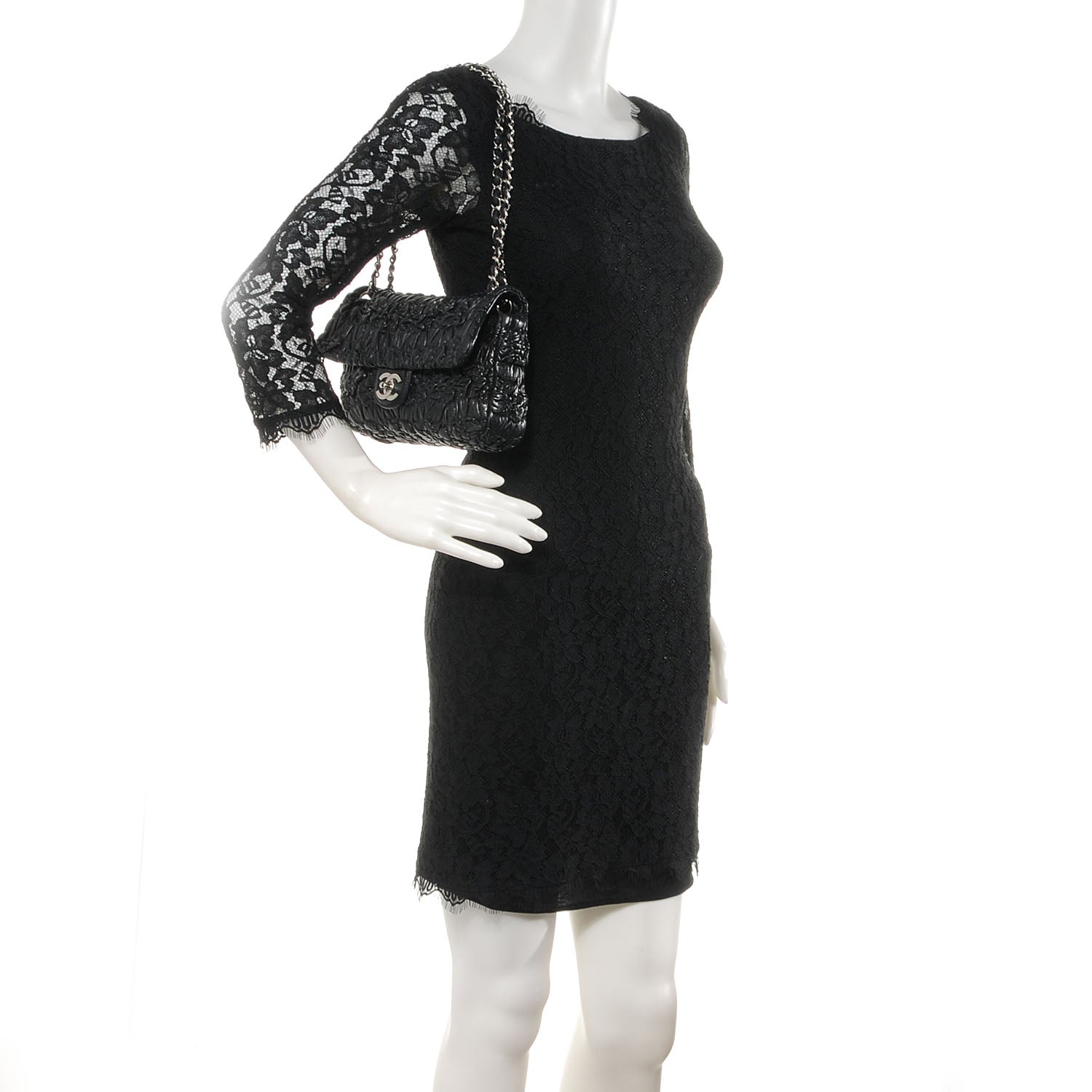 Chanel Lambskin Astrakan Medium Flap Black 2 of 8